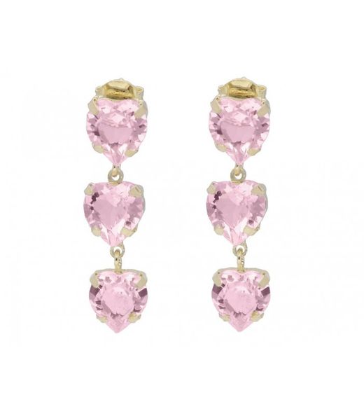 Liska LSW4356A-DL Gold Plated Silver Earrings with Pink Zirconia Pendant