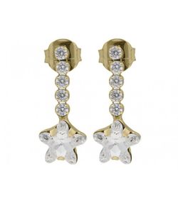 Pendientes Liska Plata Dorada LSW4358A-D Colgante Estrella Cristales Blancos