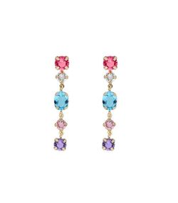 Pendientes Liska Plata Dorada LSW4371A-D Colgante Cristales Multicolor