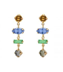 Pendientes Liska Plata Dorada LSW4403A-D Colgante Cristales Multicolor