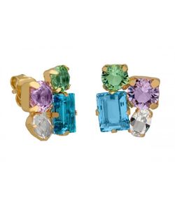 Pendientes Plata Dorada Liska LSW4406A-D Cristales Multicolor