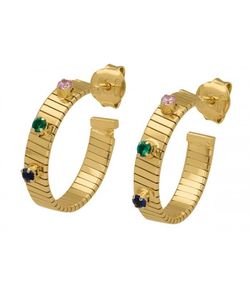 Pendientes Plata Dorada Liska LSW4410A-D Aro Circonitas Multicolor