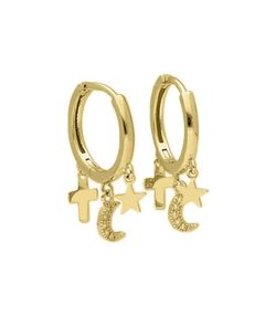 Pendientes Plata Dorada Liska MED100A-D Aro Colgantes Charms