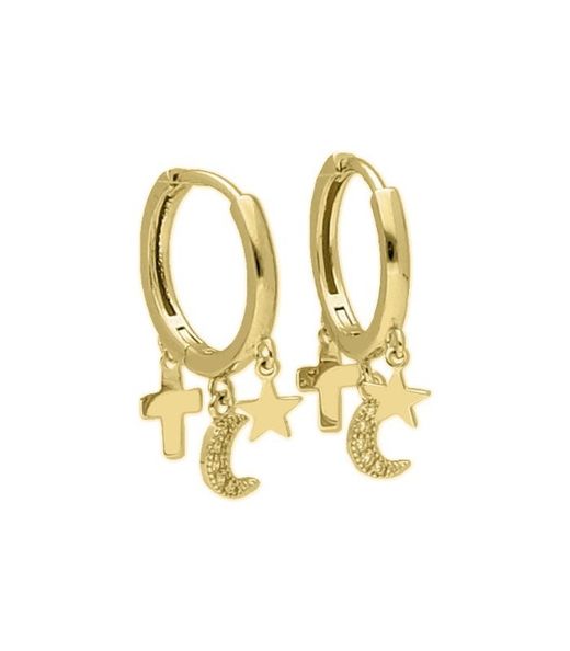 Boucles d'oreilles Liska en argent doré MED100A-D pendentifs créoles breloques