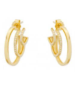 Pendientes Plata Dorada Liska MED243A-D 3 Barras Circonitas