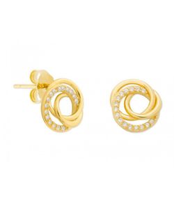 Pendientes Plata Dorada Liska MED258A-DP Flor Circonitas