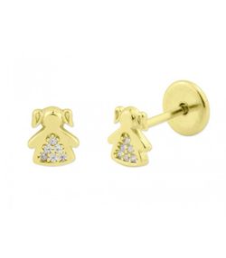 Pendientes Plata Dorada Liska MED260A-5D Niña Circonitas