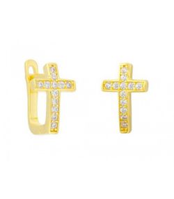 Pendientes Plata Dorada Liska MED302A-D Cruz Circonitas