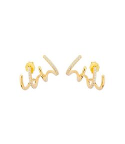 Pendientes Plata Dorada Liska MED341A-D Curvados Circonitas