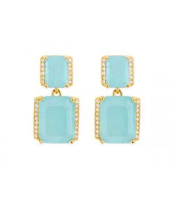 Pendientes Plata Dorada Liska MED388A-AD Piedras Turquesa Circonitas