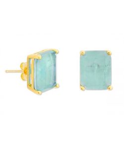 Pendientes Plata Dorada Liska MED393A-AD Piedra Turquesa Cuadrada