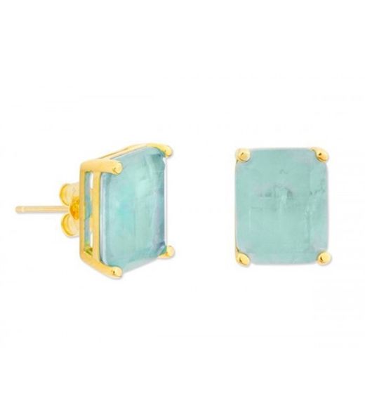 Liska MED393A-AD Gold Plated Silver Earrings with Square Turquoise Stone