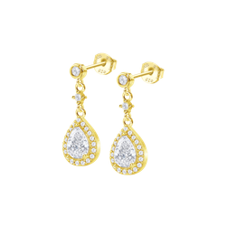 Pendientes Plata Dorada Lotus LP1592-4/6 Colgante Gota Circonitas