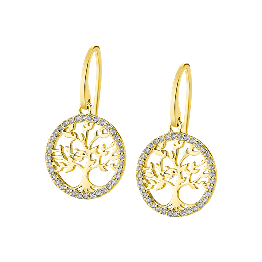 Pendientes Plata Dorada Lotus LP1746-4/2 Colgante Árbol De La Vida Circonitas