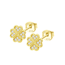 Pendientes Plata Dorada Lotus LP3052-4/2 Trébol Circonitas