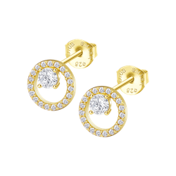 Pendientes Plata Dorada Lotus LP3080-4/2 Círculo Circonitas