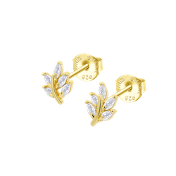 Pendientes Plata Dorada Lotus LP3086-4/2 Hojas Circonitas