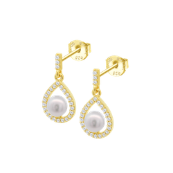 Pendientes Plata Dorada Lotus LP3198-4/2 Colgante Perla Circonitas