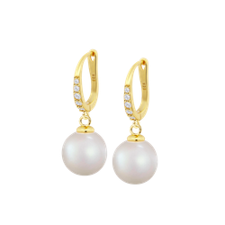 Pendientes Plata Dorada Lotus LP3318-4/2 Aro Circonitas - Colgante Perla