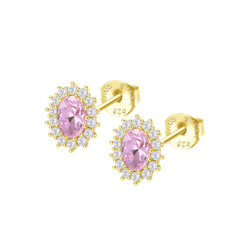 Pendientes Plata Dorada Lotus LP3459-4/8 Circonitas Lila Bicolor Blancas