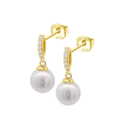 Pendientes Plata Dorada Lotus LP3478-4/2 Circonitas Colgante Perla