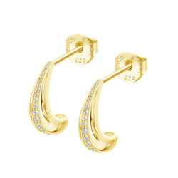 Pendientes Plata Dorada Lotus LP3778-4/2 Medio Aro Circonitas