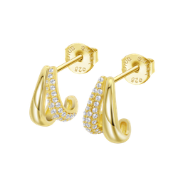 Pendientes Plata Dorada Lotus LP3846-4/2 Medio Aro Circonitas