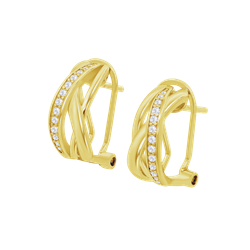 Pendientes Plata Dorada Lotus LP3869-4/2 Aro Bandas Cruzadas Circonitas