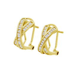 Pendientes Plata Dorada Lotus LP3870-4/2 Aro Bandas Cruzadas Circonitas