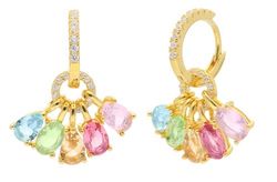 Pendientes Liska Plata Dorada LPZ190A-D Circonitas Multicolor