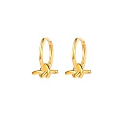 Pendientes Plata Dorada Mujer 10mm PEL1111DO Aro C. Nudo En Brillo