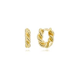 Pendientes Plata Dorada Mujer 10mm PEL1244DOXX10 Aro Trenzado En Brillo
