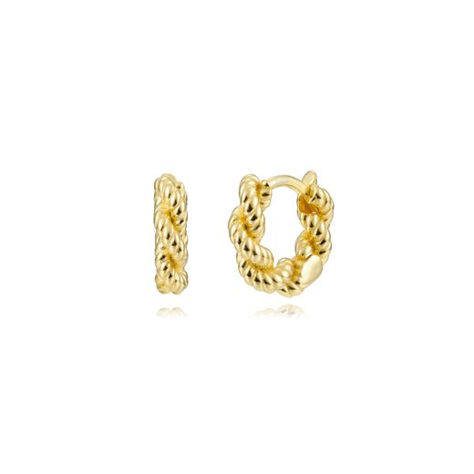 Pendientes Plata Dorada Mujer 10mm PEL1244DOXX10 Aro Trenzado En Brillo