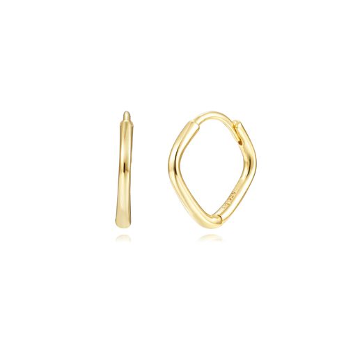 Pendientes Plata Dorada Mujer 10mm PEL1259DO10 Aro Rombo En Brillo