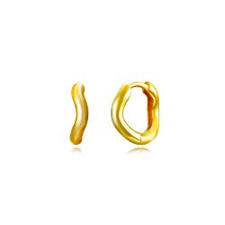 Pendientes Plata Dorada Mujer 11,5mm PEL1241DO Aro Ondulado En Brillo