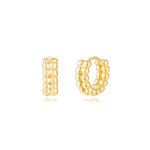 Pendientes Plata Dorada Mujer 11,5mm PEL1253DOXX11 Aro Bolitas En Brillo