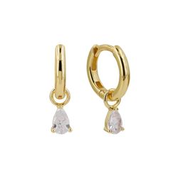 Pendientes Plata Dorada Mujer 11mm PEZ0807DO Aro Colgante Circonitas