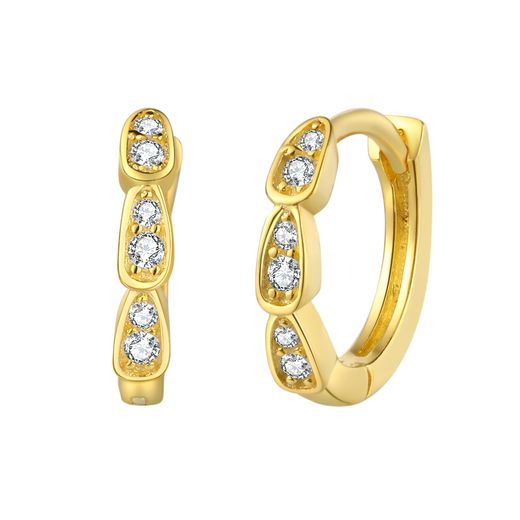 Pendientes Plata Dorada Mujer 11mm PEZ1291DO Aro Circonitas