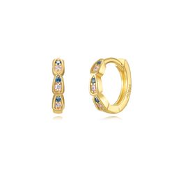 Pendientes Plata Dorada Mujer 11mm PEZ1291DOVA Aro Circonitas Multicolor