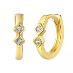 Pendientes Plata Dorada Mujer 11mm PEZ1292DO Aro Circonitas