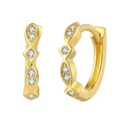 Pendientes Plata Dorada Mujer 11mm PEZ1296DO Aro Circonitas