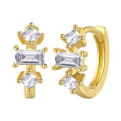 Pendientes Plata Dorada Mujer 11mm PEZ1297DO Aro Circonitas