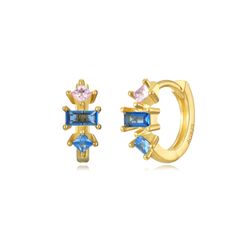 Pendientes Plata Dorada Mujer 11mm PEZ1297DOVA Aro Circonitas Multicolor