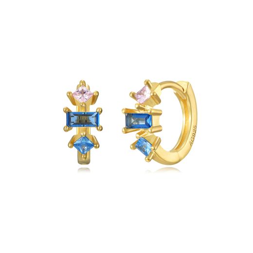 Pendientes Plata Dorada Mujer 11mm PEZ1297DOVA Aro Circonitas Multicolor