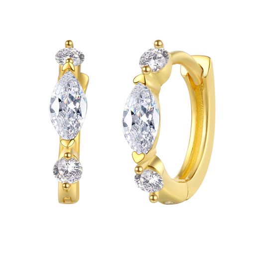 Pendientes Plata Dorada Mujer 11mm PEZ1298DO Aro Circonitas