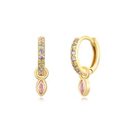 Pendientes Plata Dorada Mujer 11mm PEZ1314DOVA Aro Colgante Circonitas Multicolor