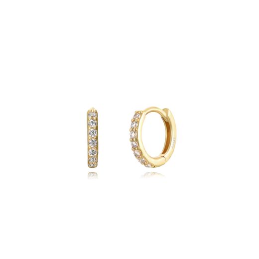 Pendientes Plata Dorada Mujer 11mm PEZ1343DOXX11 Aro Circonitas