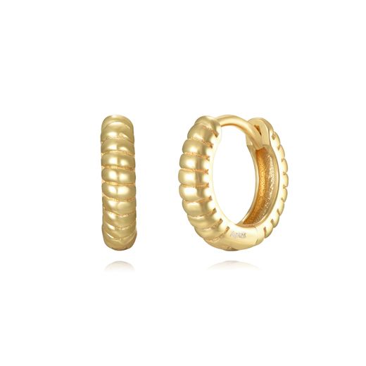 Pendientes Plata Dorada Mujer 12mm PEL1165DOXX12 Aro En Brillo