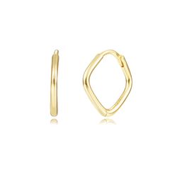 Pendientes Plata Dorada Mujer 12mm PEL1259DO12 Aro Rombo En Brillo
