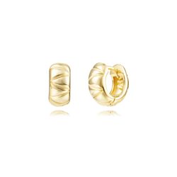 Pendientes Plata Dorada Mujer 12mm PEL1267DO12 Aro Rayas En Brillo